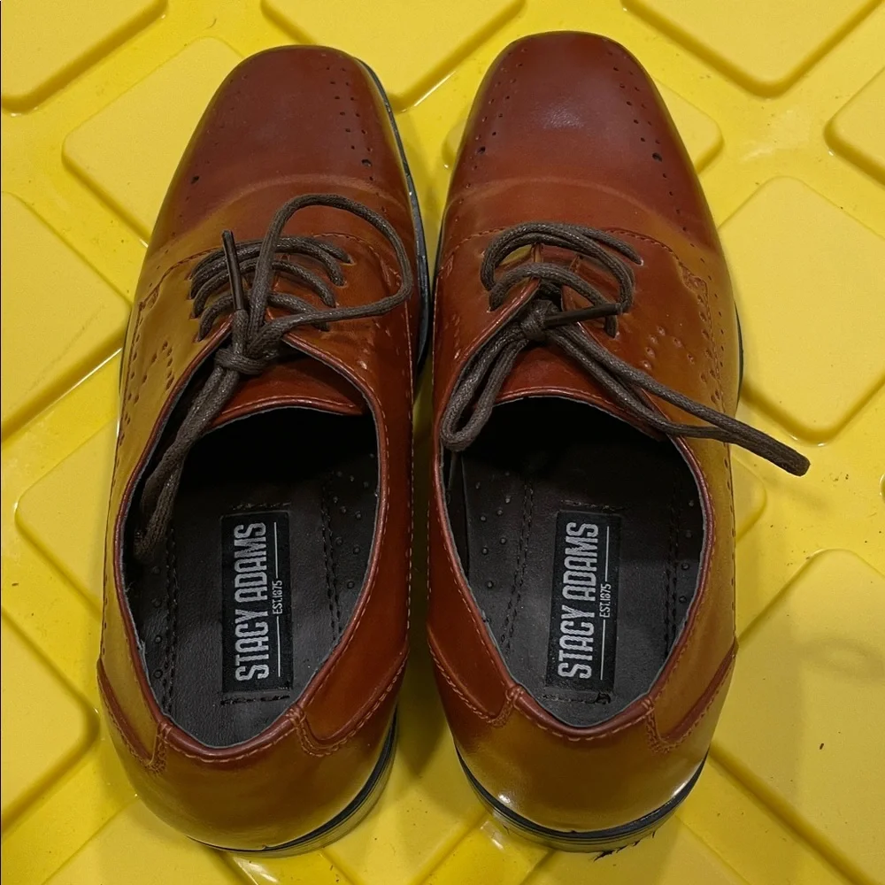 Stacy Adams Brown Boys Lace-up Dress Casual Shoes Like New Size 1M - Picture 3 of 7